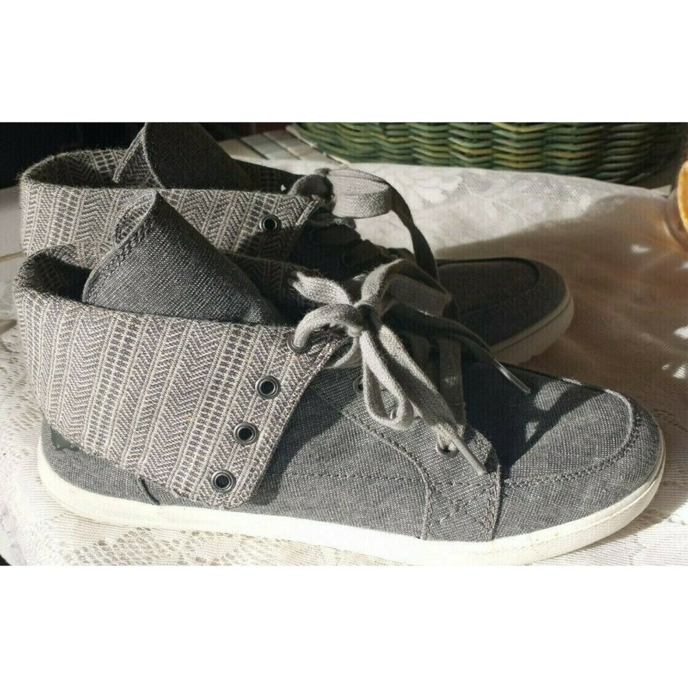 Women's ROCKET DOG High/Low CANVAS SNEAKER Shoes Size 8 NEUTRAL Gray Aviator EUC